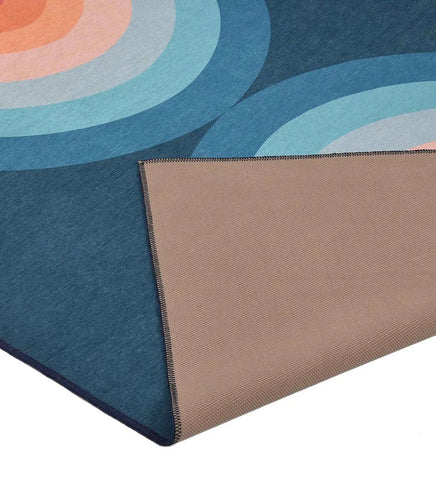 Durable retro-style area rug for mid-century interiors.