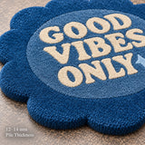 Blue good vibes only wool rug