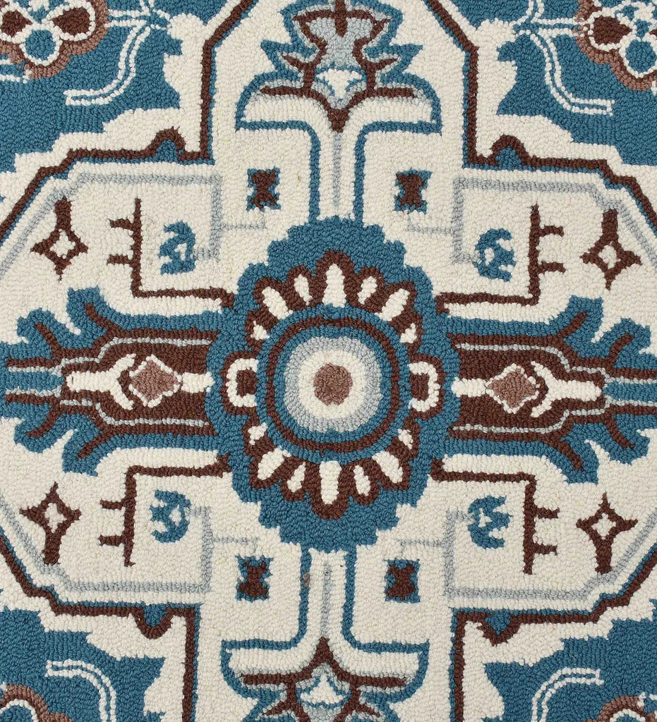 Classic Oriental-style hand-tufted rug in blue and brown