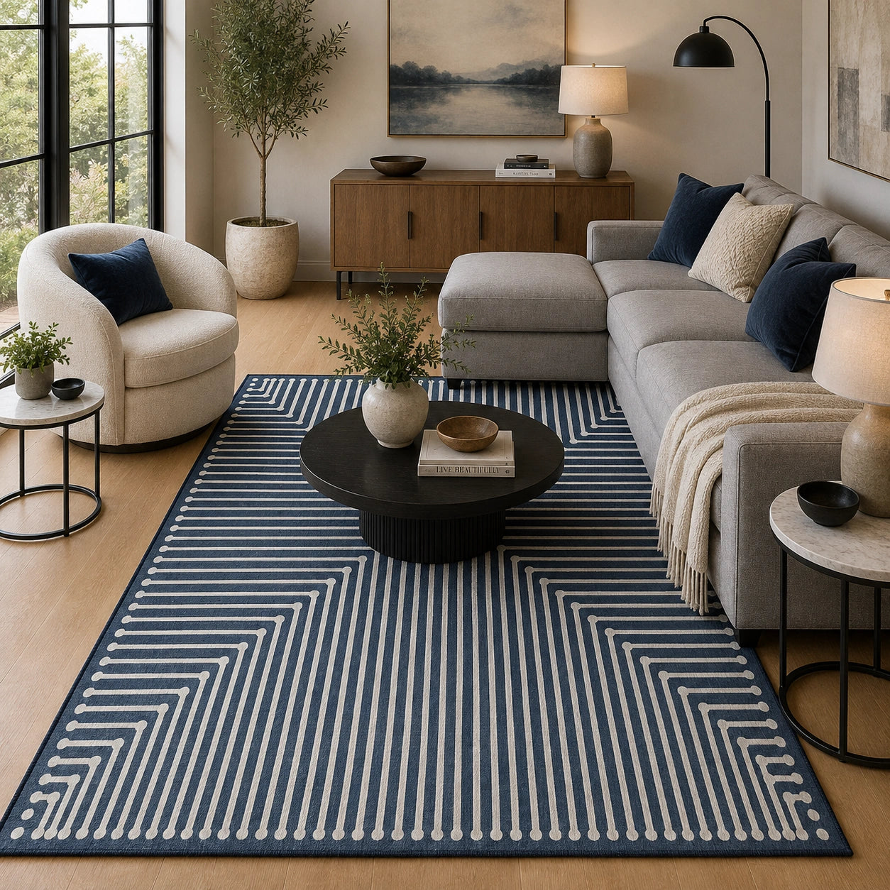 Blue modern rug