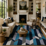 Blue pattern wool rug