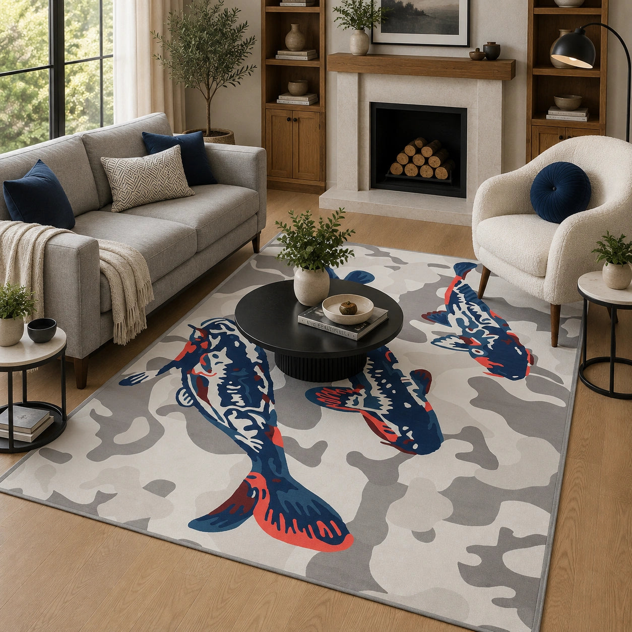 Blue fish rug