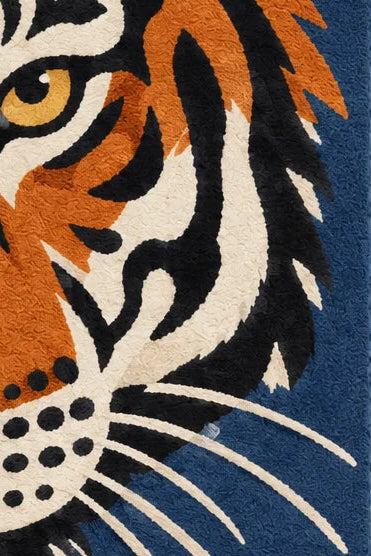 Blue tiger majesty hand tufted wool rug