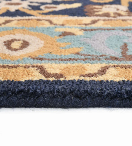 Beige and blue traditional rug