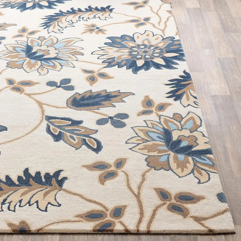 blue floral rug