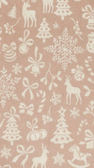 Holiday washable rug with reindeer, ornaments, and snowflake pattern