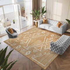 Luxury artisan rug featuring ethnic-inspired geometric motifs.