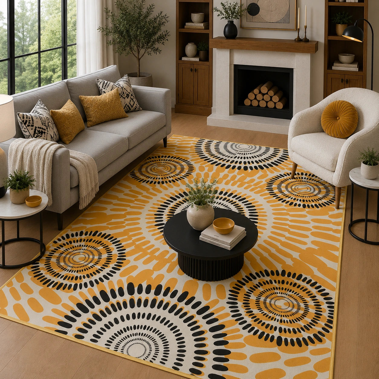 Boho sunburst rug