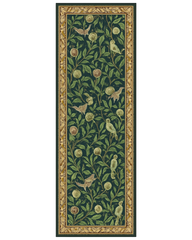 Botanical hallway runner rug with birds