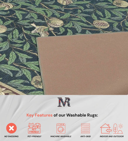 Stylish botanical rug perfect for rustic and bohemian spaces.