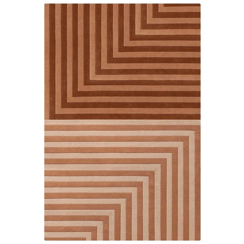 Rug with brown and beige striped pattern 