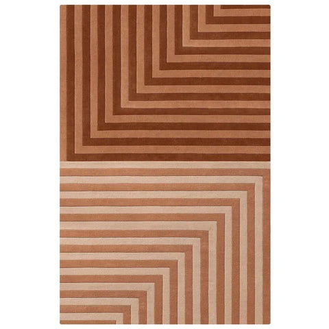 Rug with brown and beige striped pattern 