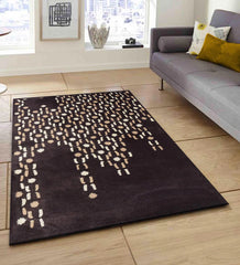 Modern geometric brown rug with cascading dot pattern