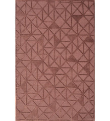 Hand-tufted brown wool rug with geometric embossed pattern
