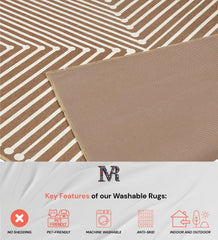 Stylish brown geometric rug perfect for high-traffic living areas.