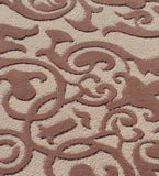 Luxury embossed ornamental rug with beige base and brown detailing