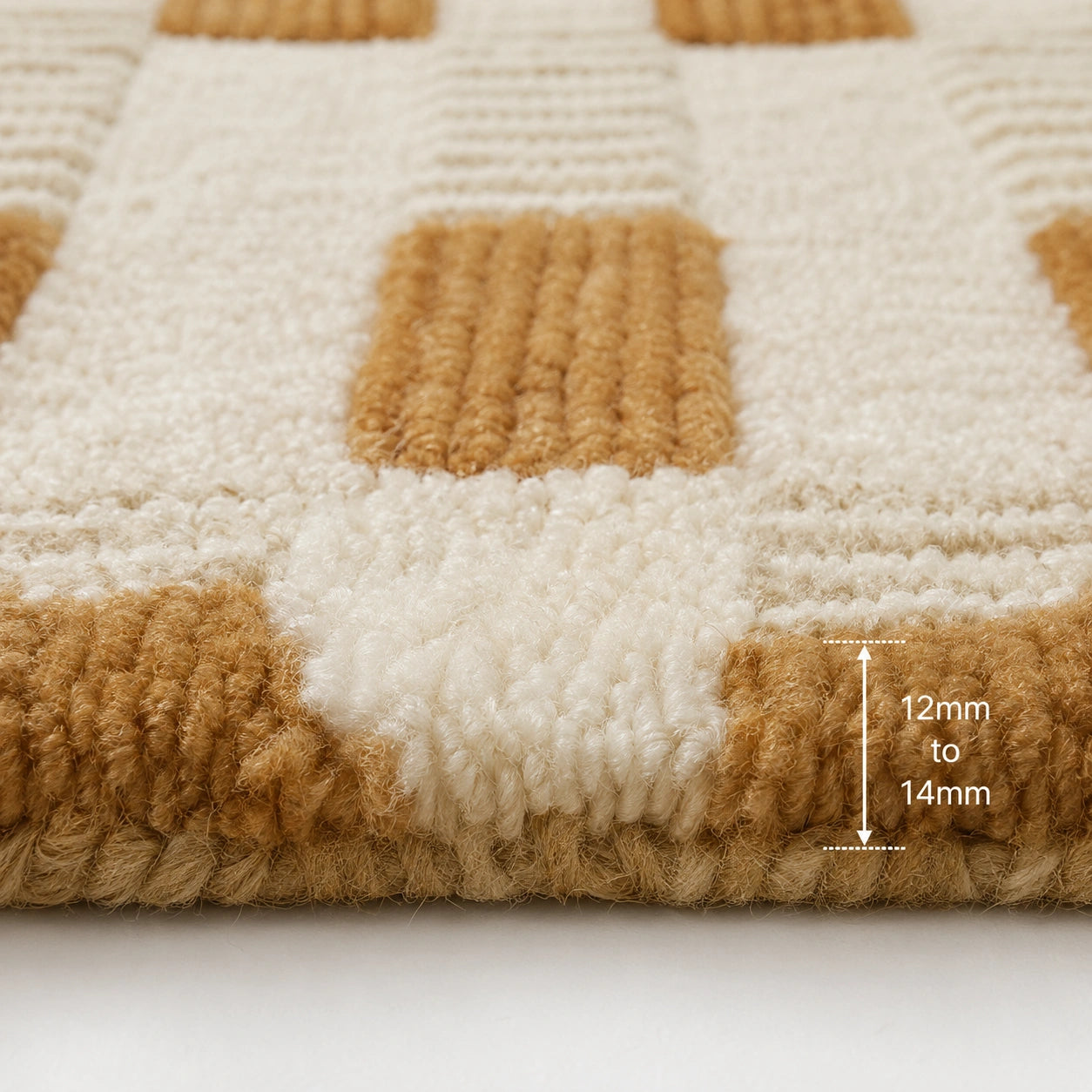Brown checkered wool rug