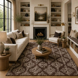 brown ivory  wool rug