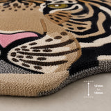 Brown tiger face wool rug