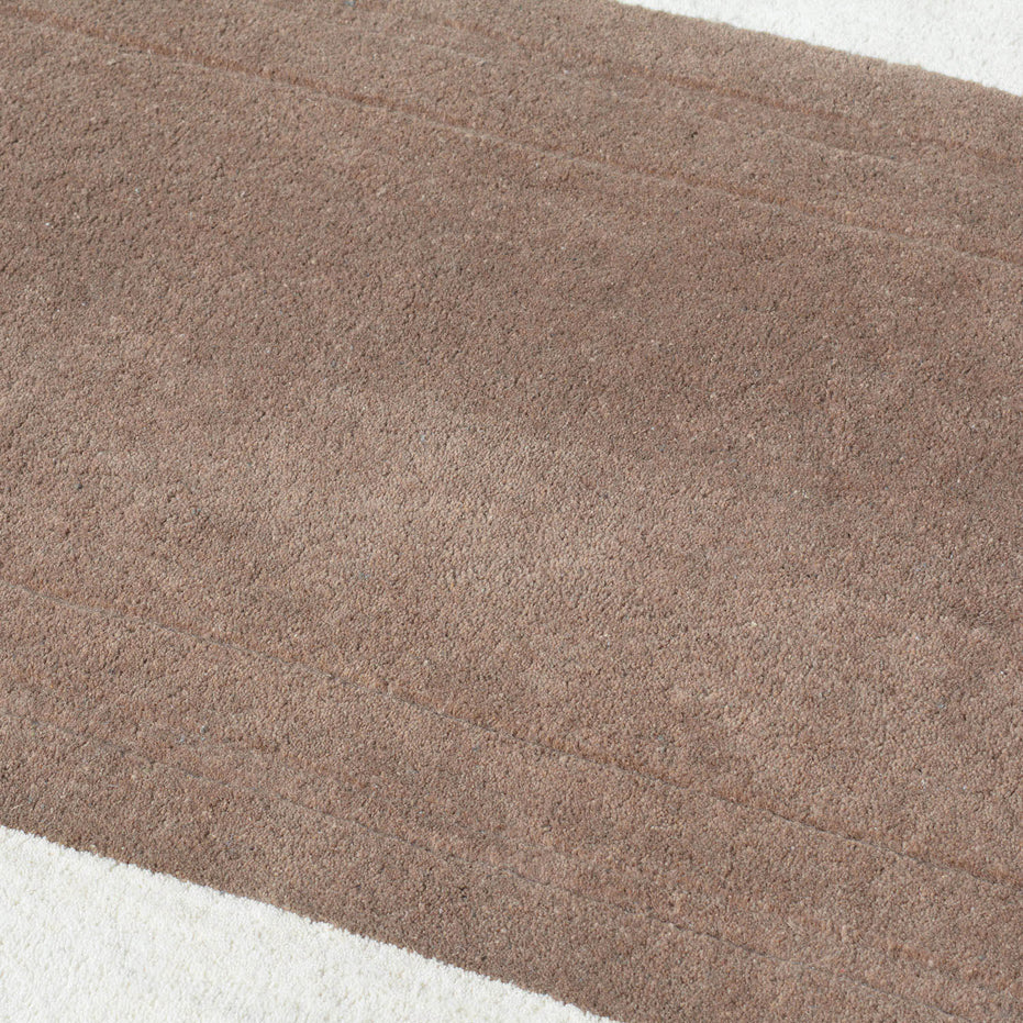 Brown and White Solid Area Rug - Hand Tufted