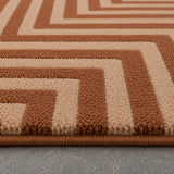 Brown geometric striped wool rug