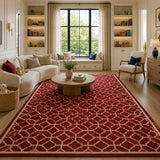 Burgundy geometric wool rug