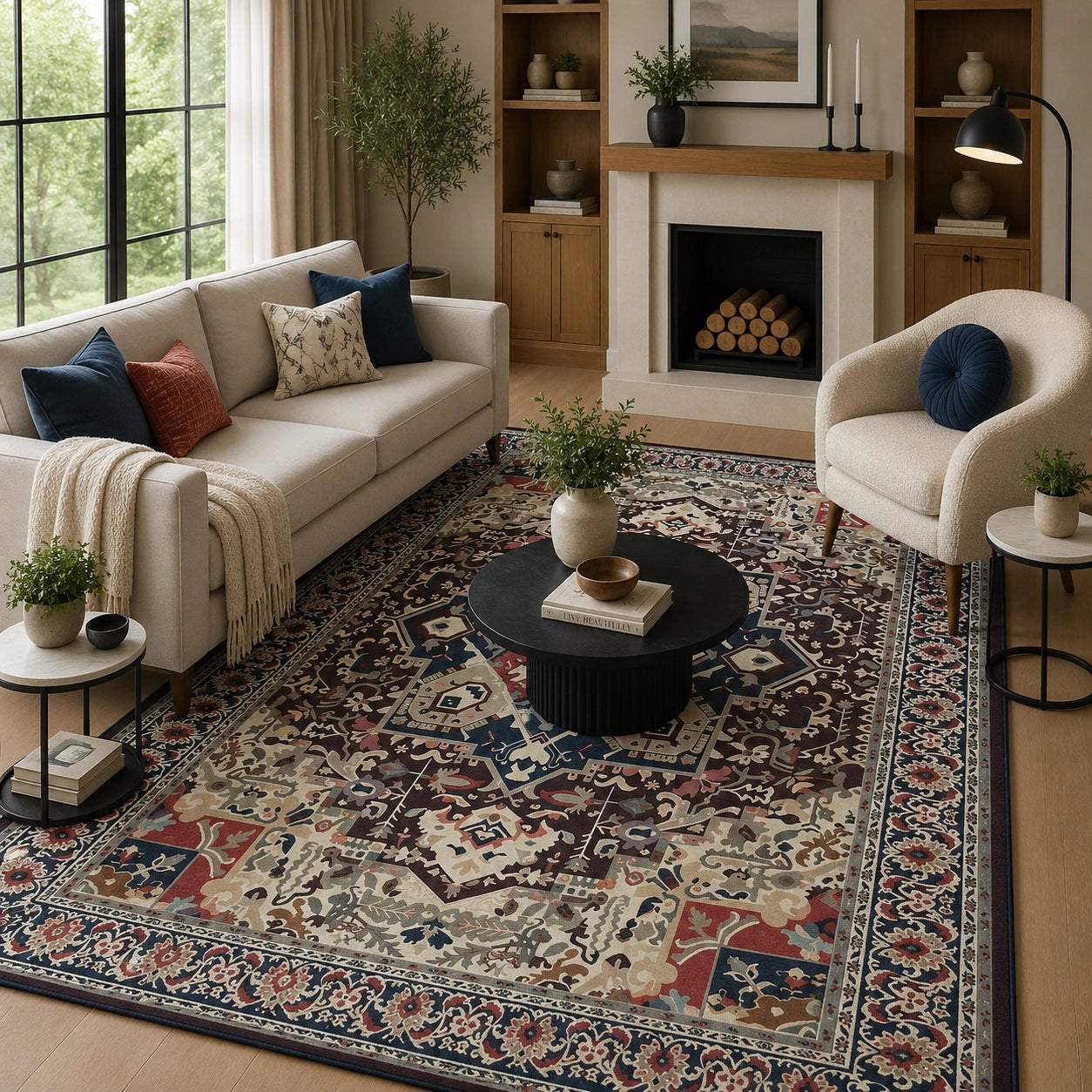 Burgundy vintage style rug