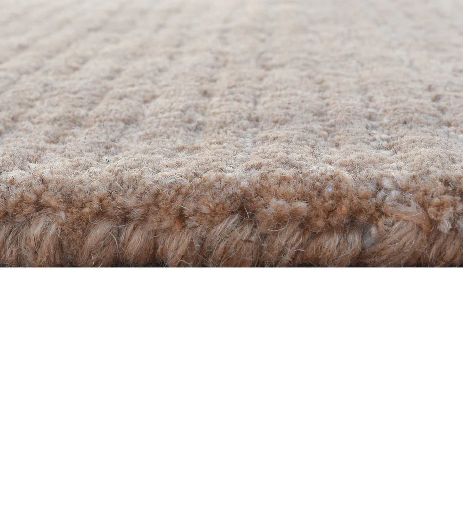 Contemporary camel rug with horizontal border design