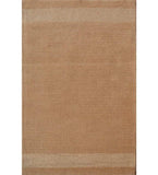 Camel brown solid hand-tufted wool rug with minimalist border accents