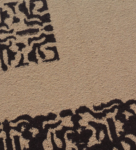 Camel color with dark brown design traditional hand tufted rug