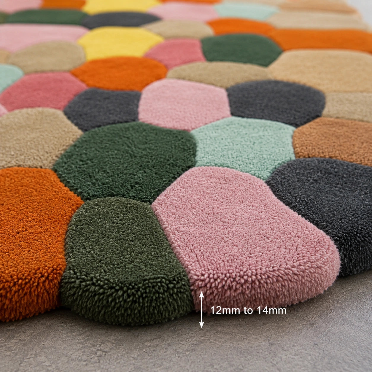 Candy pebble mosaic wool rug
