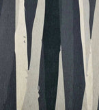 Charcoal grey and cream modern abstract rug with vertical irregular stripes, handwoven luxury design