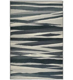 Charcoal grey modern abstract rug with irregular light and dark grey stripes, handwoven luxury design
