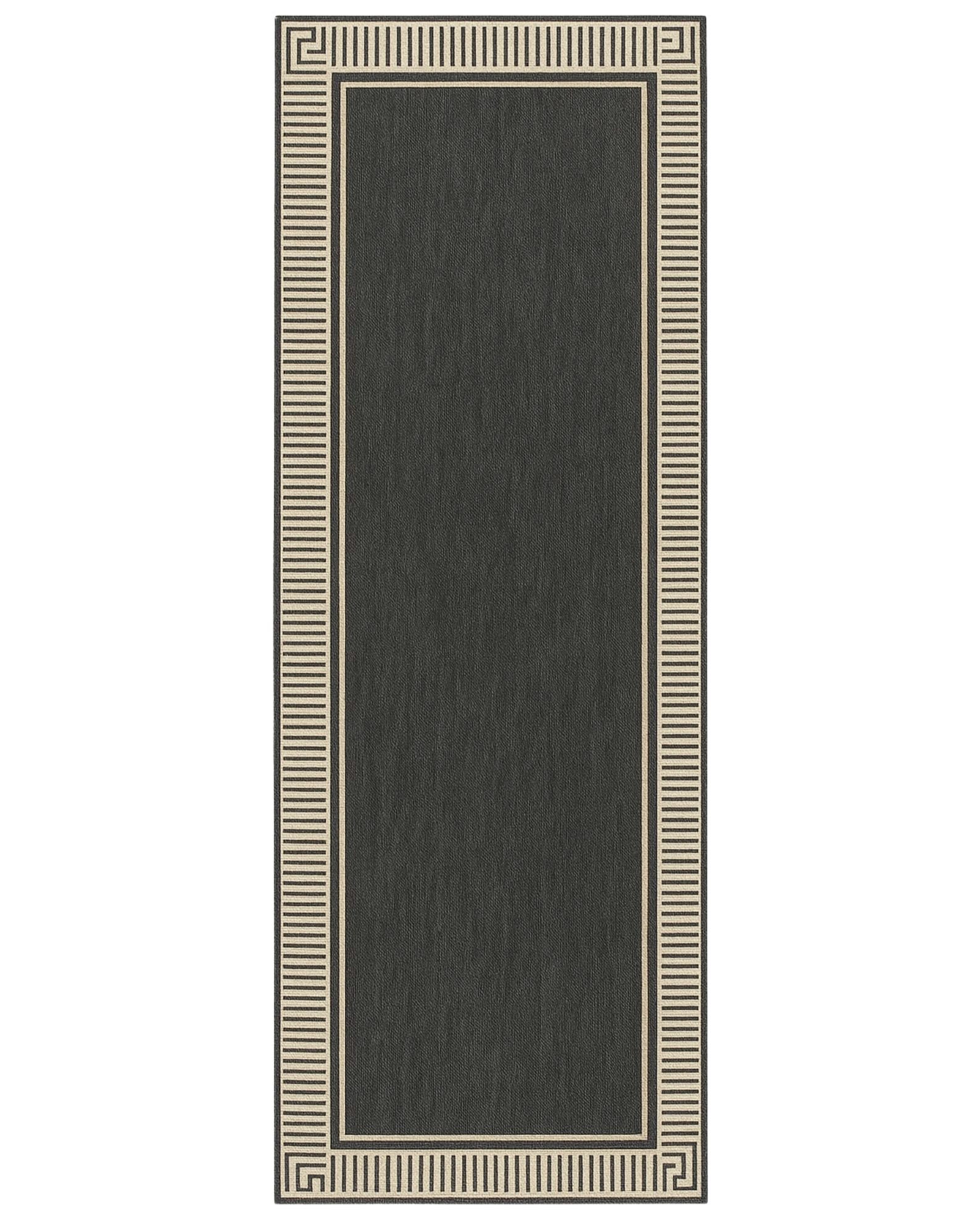 Charcoal linear border runner rug