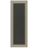 Charcoal linear border runner rug