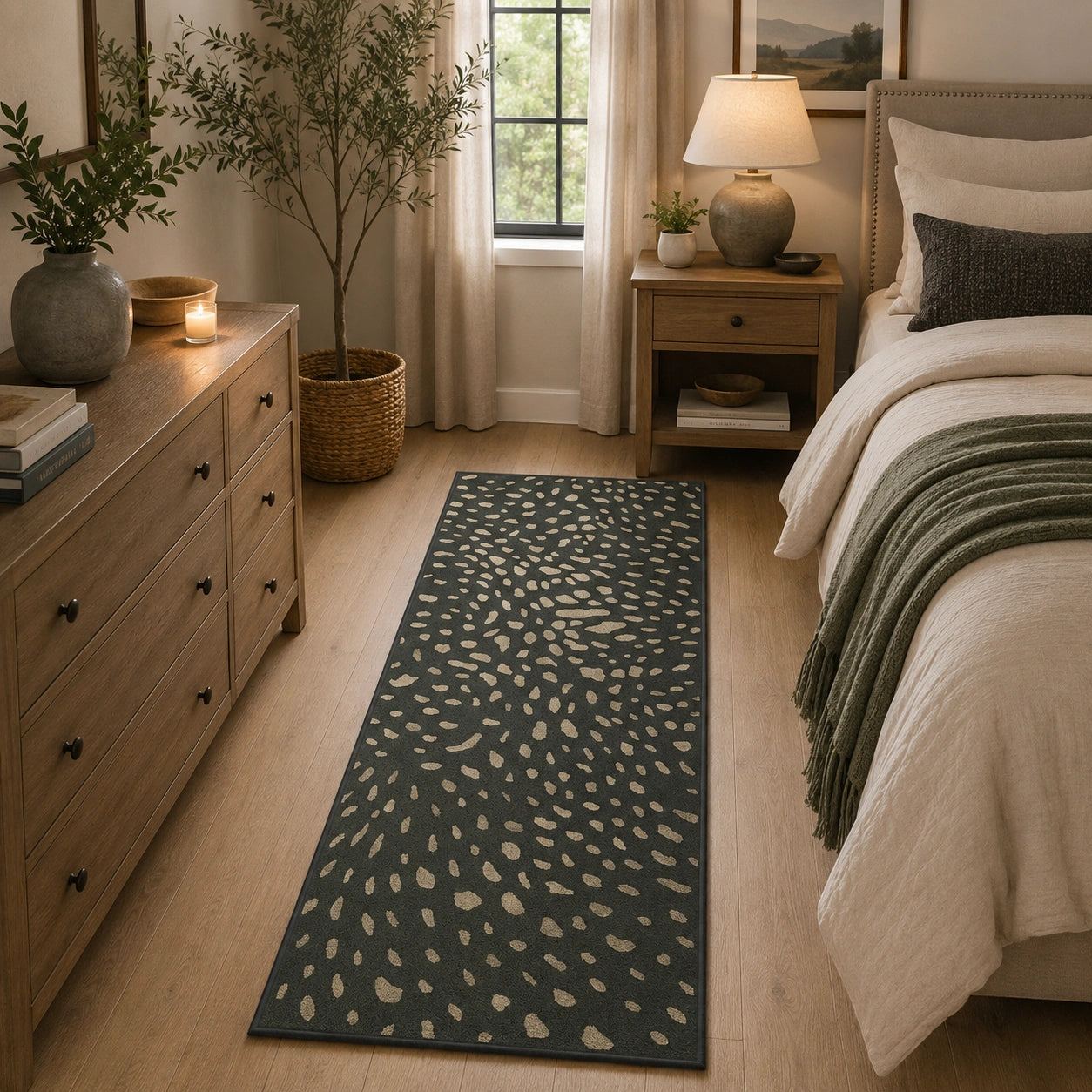 charcoal abstract runner rug