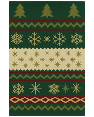 Festive Snowflake & Pine Hand-Tufted Wool Christmas Rug – Holiday Rug Décor.