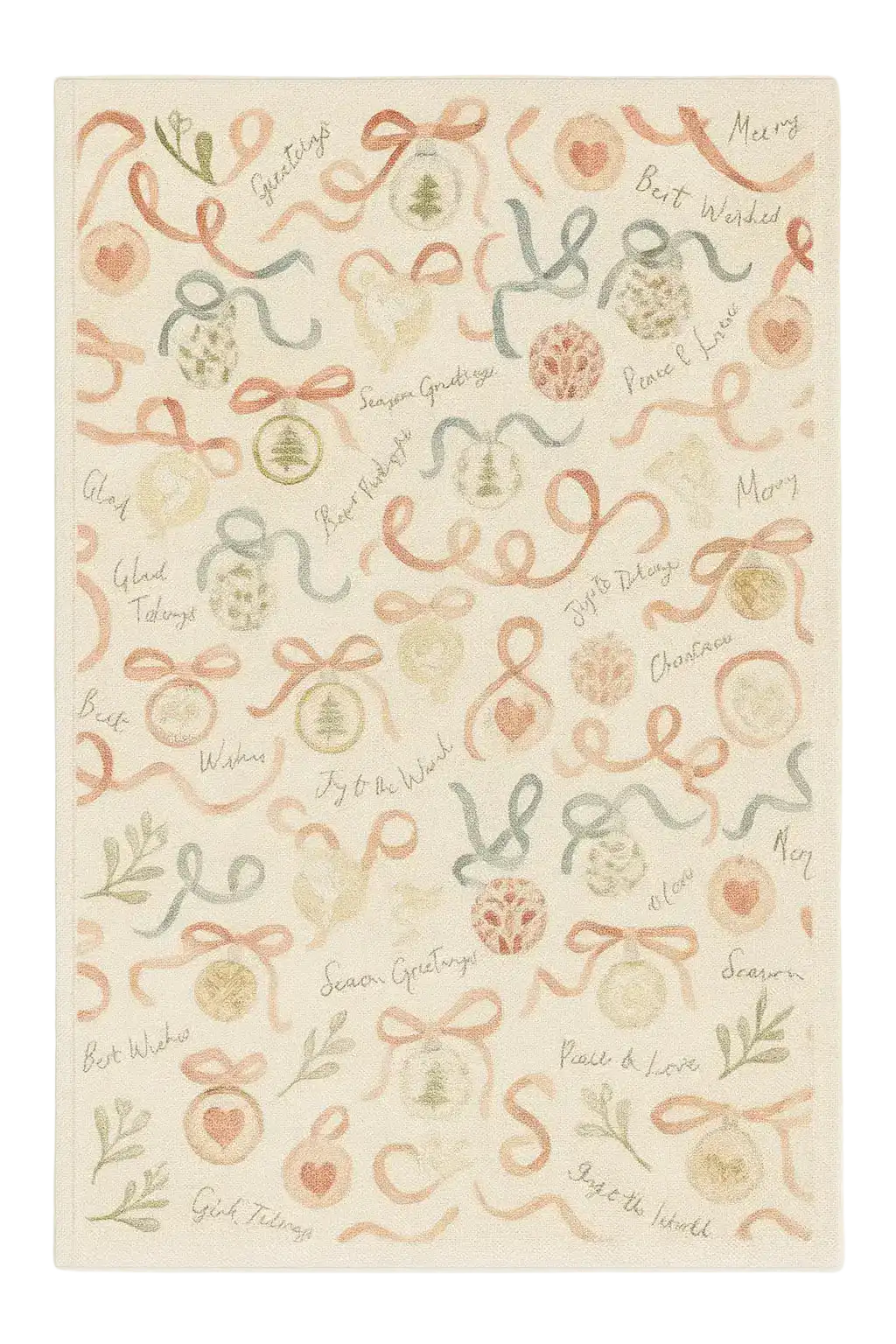 Greetings Rug Holiday Greetings Christmas Machine Washable Rug for Home Decor ...