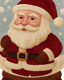 Festive round Christmas Rug with Santa Claus snow globe design.