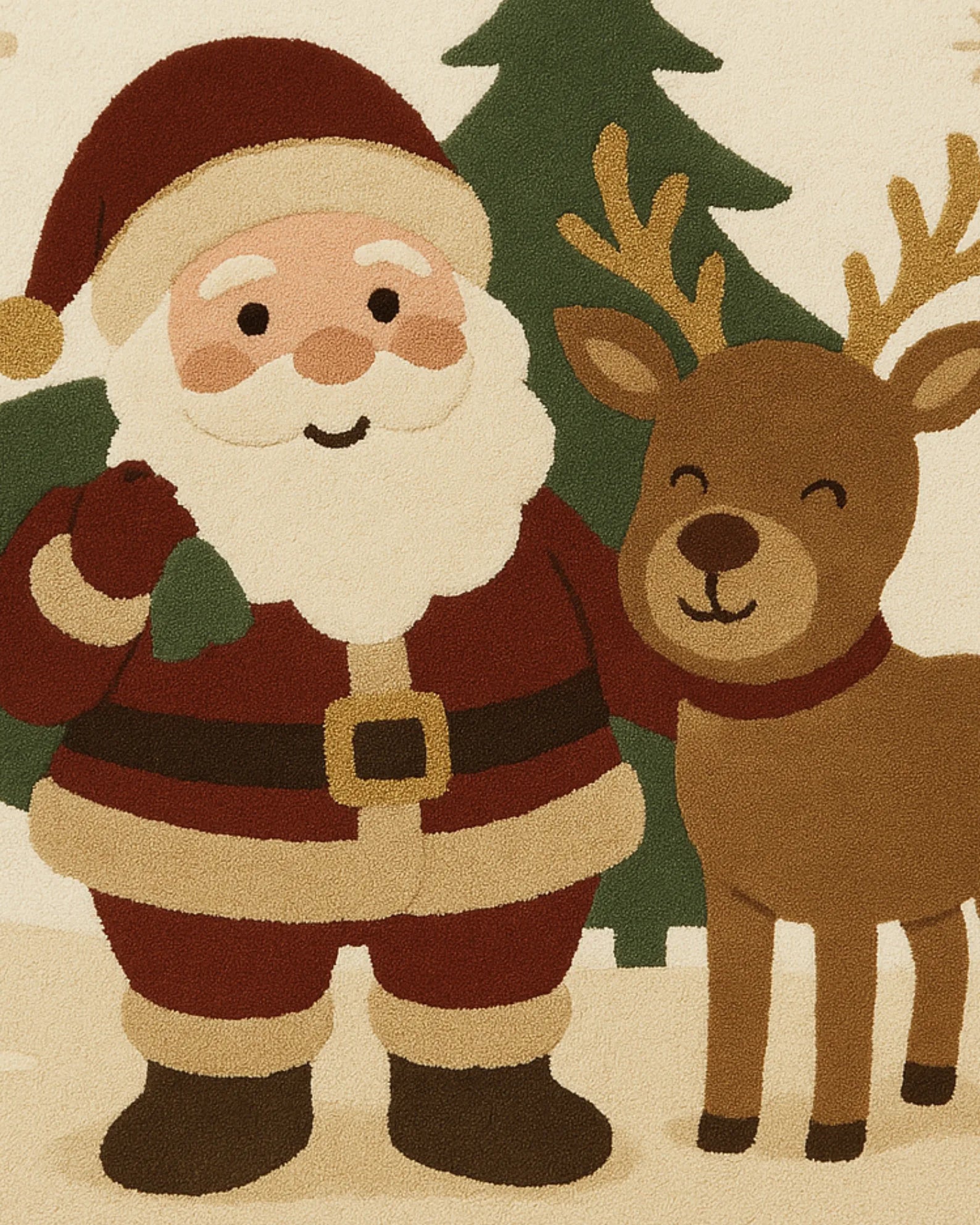 Handcrafted Christmas Rug for living room – soft wool holiday décor.