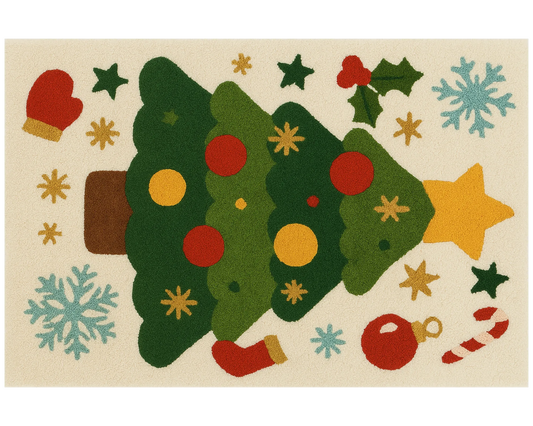 Soft holiday wool area rug with seasonal Christmas design for cozy home styling