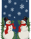 Festive holiday rug runner featuring two snowmen and greenery.