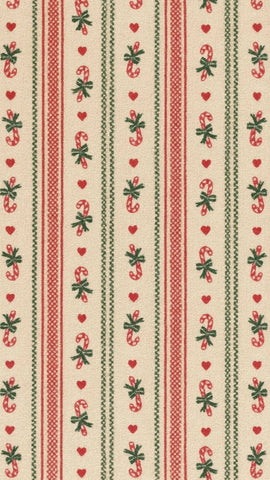 Christmas area rug with candy cane stripe pattern and festive accents