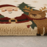 Christmas santa reindeer wool rug