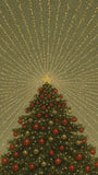 Christmas washable rug with star-topped tree and shimmering festive background