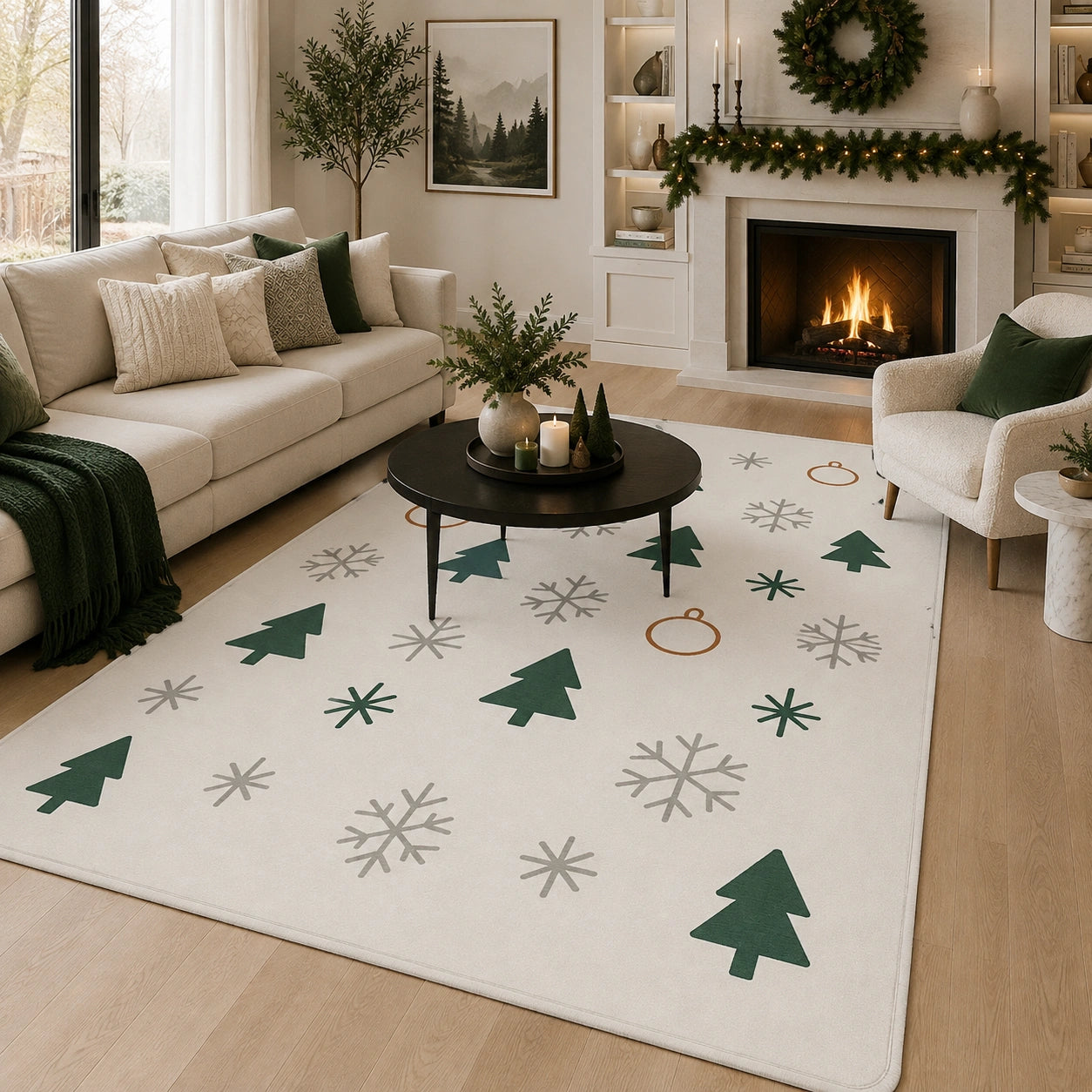 Christmas tree snowflake rug