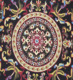 Luxury handwoven classic burgundy rug with intricate floral and circular patterns
