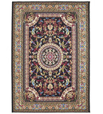 Classic burgundy handwoven luxury rug with intricate floral and medallion patterns