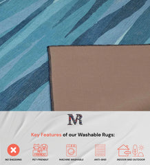 Contemporary coastal blue rug for modern interiors.
