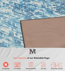 Machine washable rug with watercolor chevron pattern.
